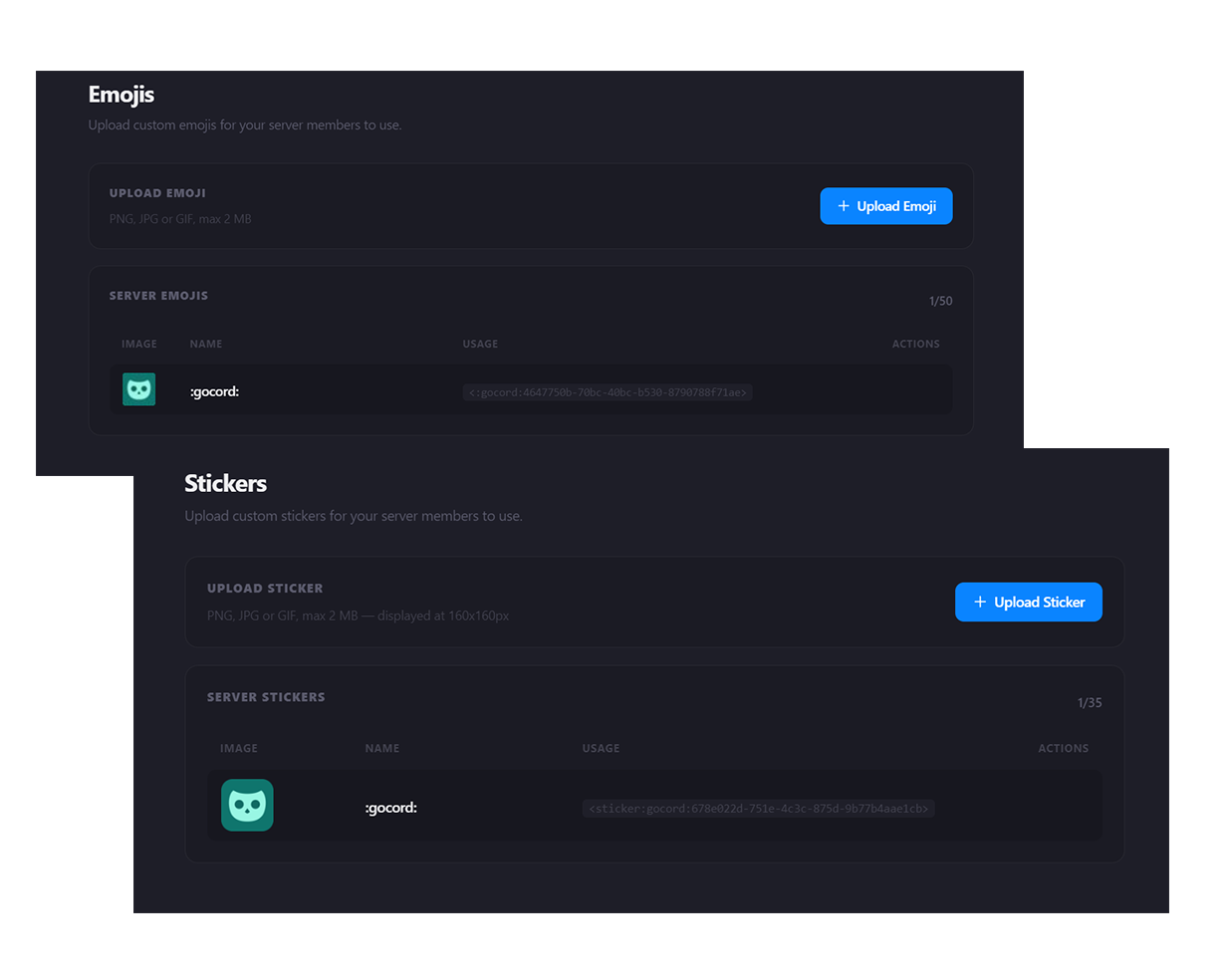 Custom emojis and stickers in GoCord for expressive community communication